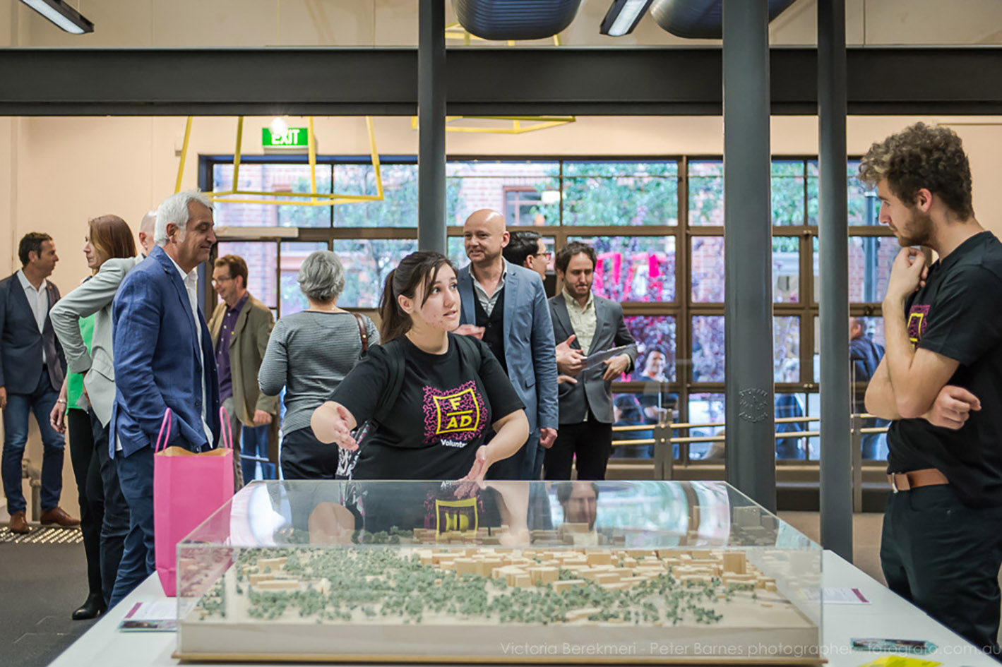Members of the public viewing an architectural model at 28 Leigh Street